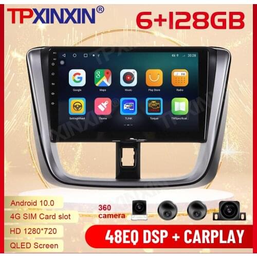 2 Din Carplay Android Radio Receiver Multimedia Stereo For Toyota Vios Yaris 2014 2015 2016 2017 GPS Video BT Recorder Head Unit