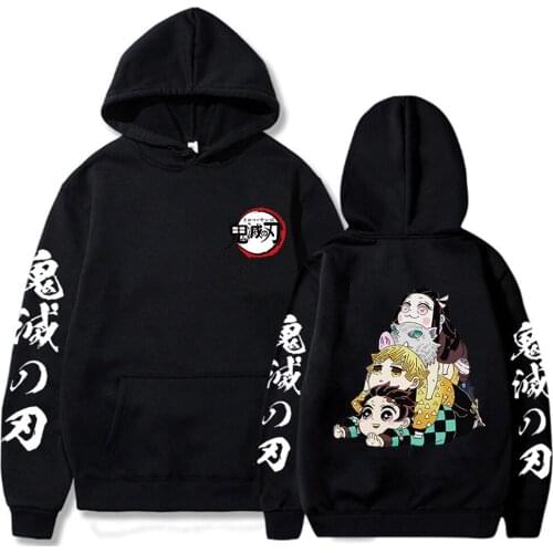 2021 Fashion Demon Slayer Hoodies Streetwear Demon Slayer Kwaii Pullover Sweatshirt Men Harajuku Hip Hop Hoodie Pullover