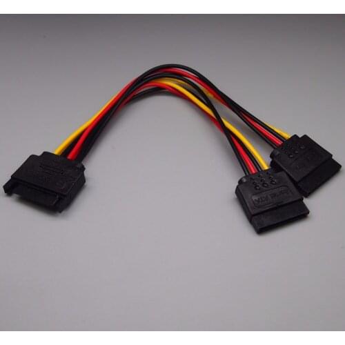 25pcs SATA 15Pin Male to 2x15Pin Female SATA Power Cable Y Splitter SATA Adapter Extension Cable