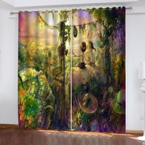 3d Curtains Blackout for Fairy tale cartoon world forest Living Room Kids Bedroom Fabric