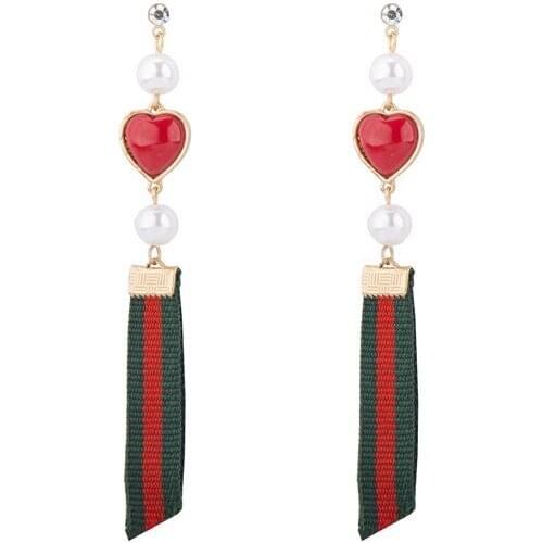 99CARATS SUMNI School of all-match sweet wind synthetic pearl long earrings earrings heart-shaped female For Women Free Shipping