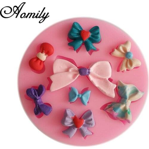 Aomily 8 Styles 3D Bowknot Shaped Silicon Chocolate Jelly Candy Cake Mold Bakeware DIY Pastry Ice Block Soap Mould Baking Tools