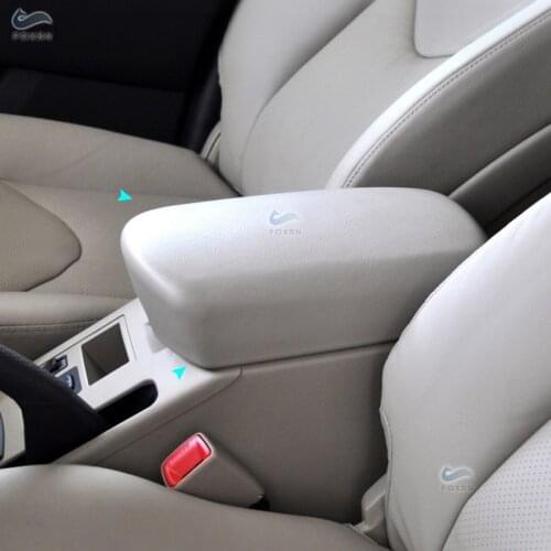 Black-red line PU Leather with Sponge Car Accessories Center Console Lid Armrest Box Cover Trim For Toyota Rav4 RAV 4 2006- 2012