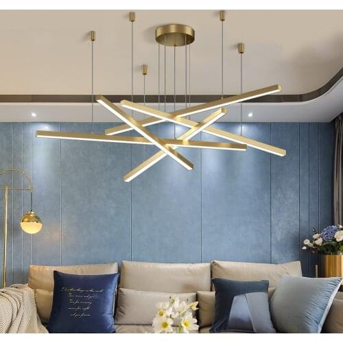 Modern minimalist office long line chandelier lighting shop exhibition hall strip lamp for dining living room LED chandeliers