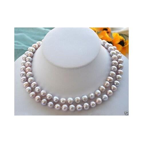 NEW long 2Fashion Womens 7-8mm Natural Purple Freshwater Cultured Pearl Necklac