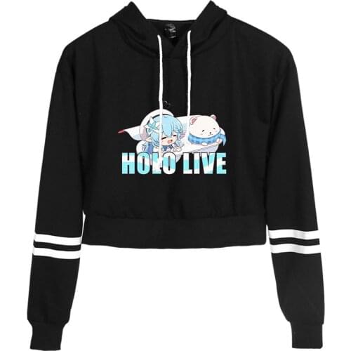 HOLOLIVE VTuber Yukihana Lamy Hoodies Women Crop Hooded Girls Crop Tops Kawaii sexy Yukihana Lamy Sweatshirts kpop Clothes