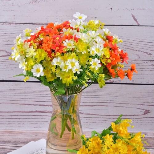 28 heads/3pcs Silk daisy Bride bouquet for Christmas home wedding new Year decoration fake plants sunflower artificial flowers
