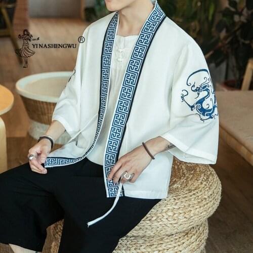 Kimono Cardigan Men Japanese Kimono Traditional Beach Thin Asian Clothes Yukata Male Fashion Casual Cardigan Shirt Japan Kimonos