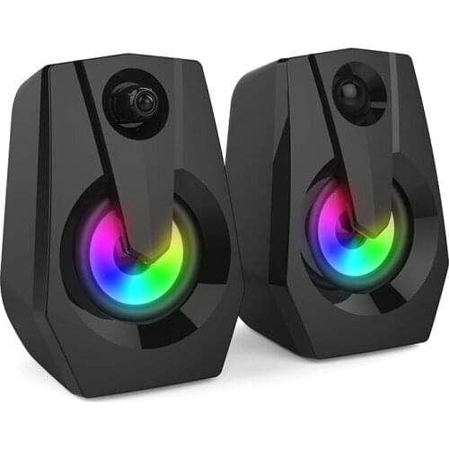 Computer Speakers Wired USB Computer Soundbar LED Colorful Multimedia Speakers for PC Desktop Laptop Smartphone