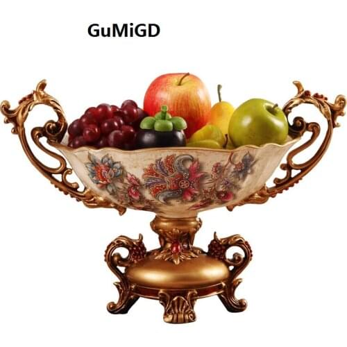 Creative European home decoration accessories Fruit Pan Large Luxury Resin Living Room Fruit Pan Tea Table Decoration