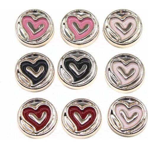 50pcs 13mm Heart Pink/Black/White/Red flatback delicate Round Buttons Home Garden Crafts Cabochon Scrapbooking DIY Accessories