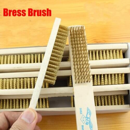 Brass brush, high-grade wooden handle brass brush, metal surface cleaning brush to remove paint, rust removal