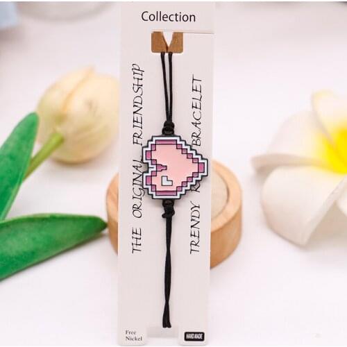 Bracelet - Cute Cartoon Retro Game Handle End Of Game Pixel Love Modeling Black Rope Metal Enamel Bracelet