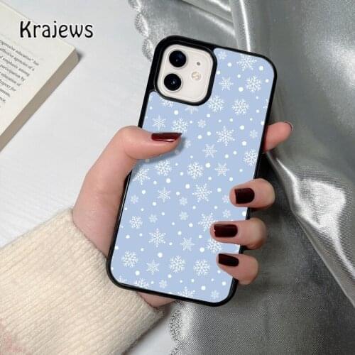 Krajews Cute Christmas Blue White Snowflake coque Phone Case for iPhone 12 mini 5 6S 7 8 PLUS X XS XR 11 PRO MAX SE 2020 Cover