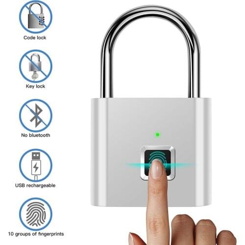 Mini Unlock Rechargeable Smart Lock Keyless Waterproof Fingerprint Lock Anti-Theft Security Padlock Door Luggage Lock Small