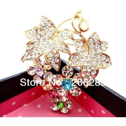 Fashion crystal women brooches flower pin Scarf clips X502