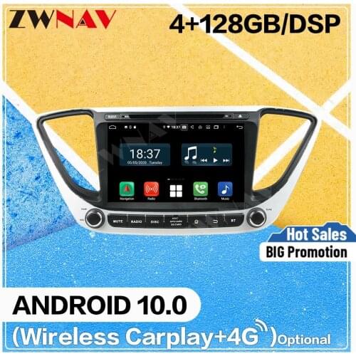128GB Carplay Android 10 screen Multimedia DVD Player for Hyundai Verna 2017 BT GPS Navigation Auto Radio Audio Stereo Head unit