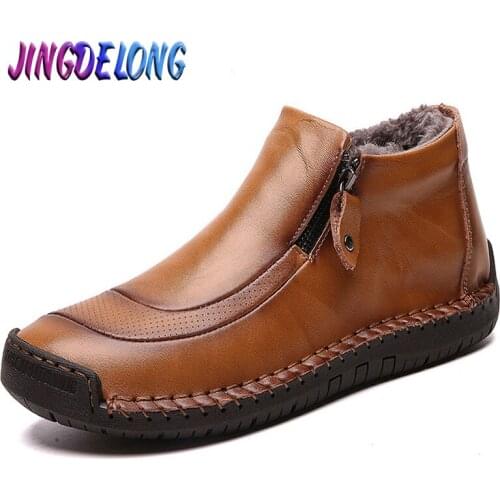 2020 Winter Men Boots Warm Fur Mens Snow Boots Quality Leather Mens Ankle Boots Winter Keep Warm Men Shoes Zapatos De Hombre