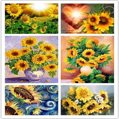 5D DIY Diamond Painting Full Square&round Sunflowers Diamond Embroidery Sale Cross Stitch Kit Rhinestones Mosaic Garden Decor