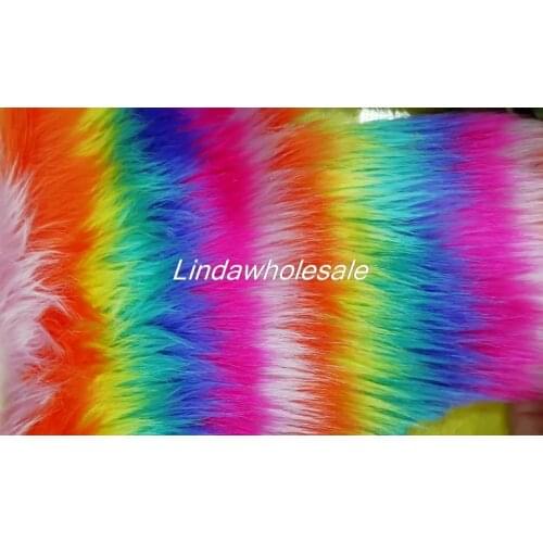 Rainbow plush fur,multi-color jacquard faux fur fabric,felt cloth,fabric for dolls