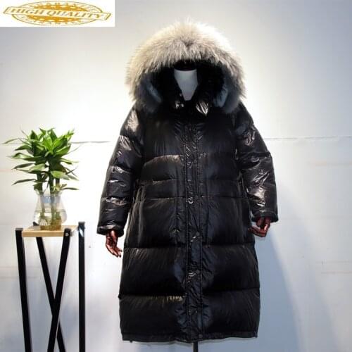 Down Coat Winter Long Duck Down Jacket Woman Hooded Korean Large Fur Collar Oversize Puffer Womens Jackets KJ2684