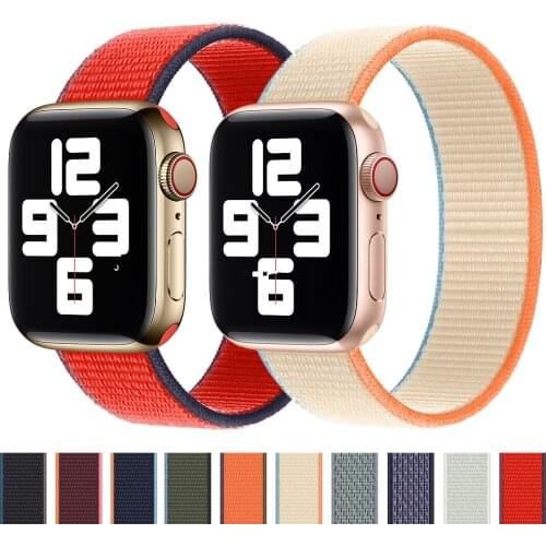 Nylon Strap for Apple watch band 44mm 40mm 42mm 38mm smartwatch wristband belt loop bracelet iWatch 3 4 5 6 se band