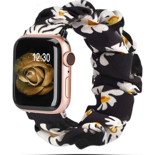 Scrunchie Strap for Apple watch band 40mm 44mm 42mm 38mm 42 mm Elastic Nylon Solo Loop bracelet iWatch series 6 5 4 3 se band