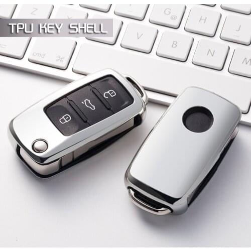 Silver Soft Protective key Case Shell Cover for VW Golf GTi Polo Jetta Passat