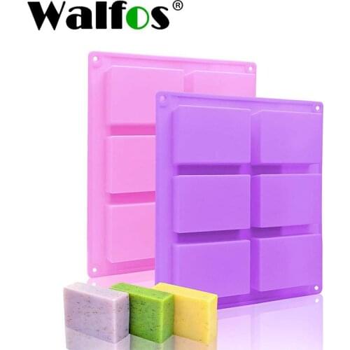 Silicone Soap Molds Set of 2, 6 Cavities Rectangle Silicone Soap Molds for Homemade Craft Soap Mold, Cake Mold&Chocolate Mold