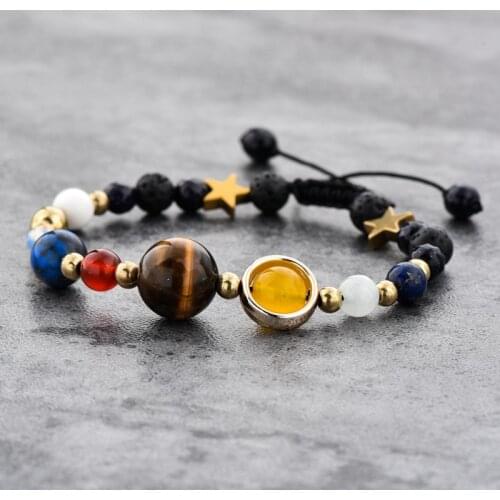 Szelam Adjustable Natural Stone Beads Tiger Eyes Volcanic Rocks Stone Beads Beaded Bracelets For Women & Men