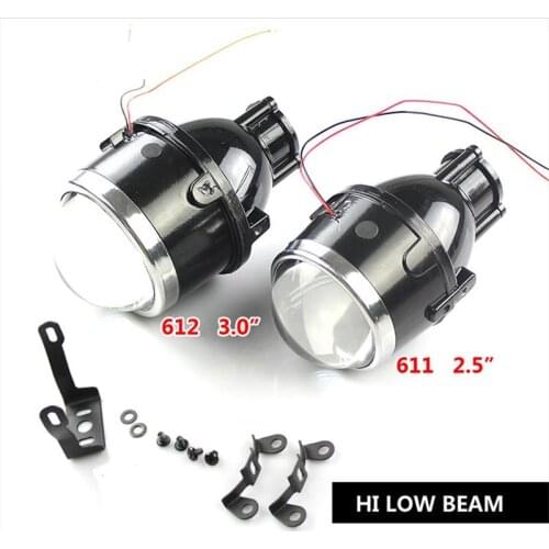 2pcs Waterproof Universal Super Bright High Low Beam Fog Lamp with 3 Pair of Brackets for Car and Motorcycle With lens 35W 6000K
