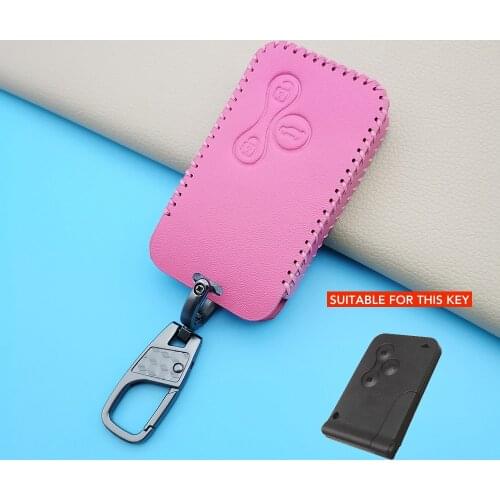 High Quality 100% Leather Car Key Case Cover Wallet For Renault Megane R.S. Scenic Card 3 Buttons Key Smart Remote Key Shell