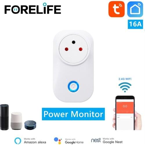 Tuya WiFi Smart Socket Israel Plug Outlet with Power Monitoring Wireless Timing 16A Works with Google Home Alexa Smart Life APP