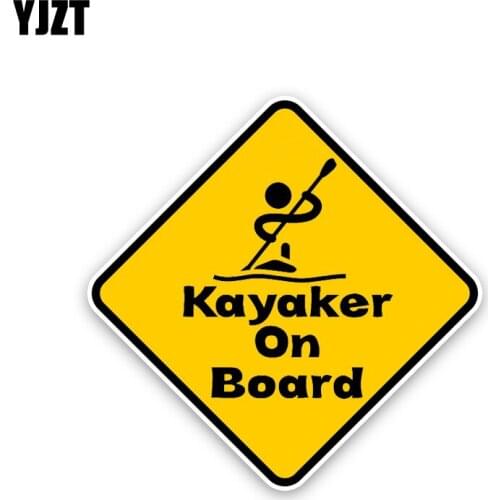 YJZT 13.8CM*13.8CM Kayaker On Board Warning Car Sticker PVC Decal 12-40205
