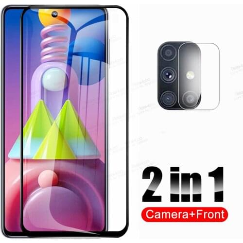 2 in 1 Camera Tempered Glass For Samsung Galaxy M51 M31 M21 M11 M21S M12 M31S M 51 31 21 11 12 Screen Protector Protective Film