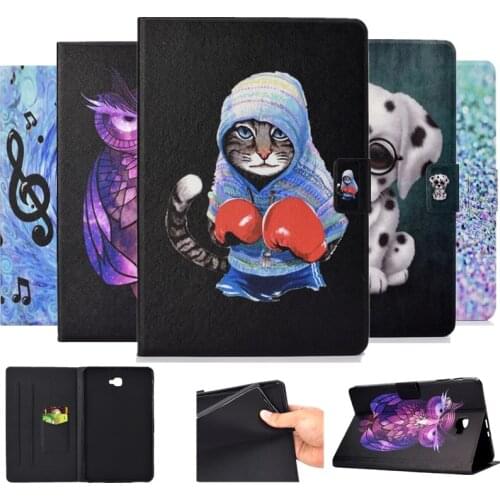 Tablet protective case for samsung Galaxy Tab A A6 10.1 T580 T585 PU leather Fashion Printed Soft back Cover TabA 10.1 T580 case