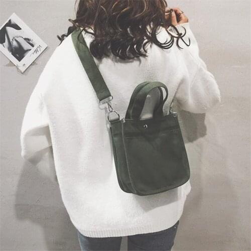 Women Canvas Zipper Shoulder Bag Small Cotton Cloth Handbag Casual Tote Female Eco Crossbody Bag Vintage Messenger Purse
