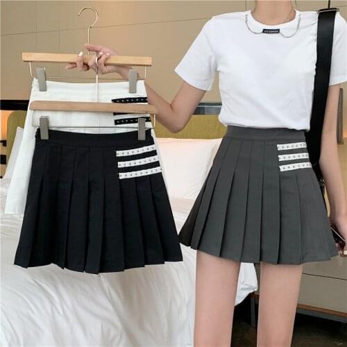 Skirts womens Summer 2021 new student high waist half-length A-line skirt pleated short skirt
