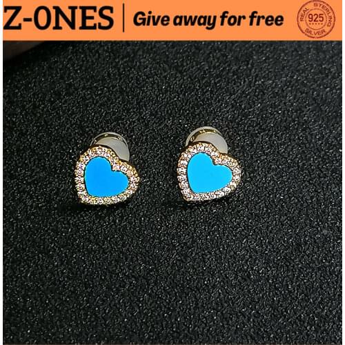 Women925 blue flange love earrings luxury brand monaco jewelry cute sweet birthday party gift