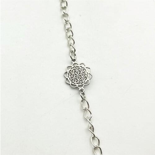 Filigree Flower connector fine fancy Flowers Charms Bracelet 100% Stainless Steel Chain Link accessory DIY Jewelry Findings Make
