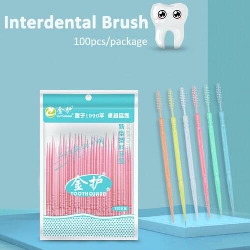 100pcs/Bag Double Head Interdental Brush Dental Floss Toothpick Teeth Sticks Oral Clean Dental Oral Care Health Teeth Floss Pick