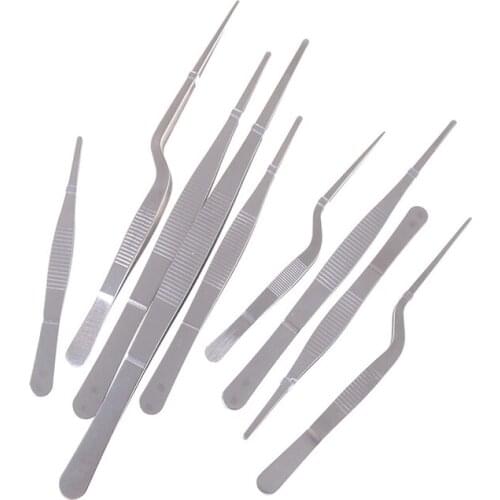 1pcs 12-25cm Stainless Steel Industrial Anti-static Tweezers Watchmaker Repair Tools
