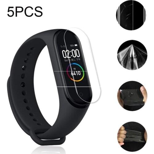 5 PCS Full Screen Nano Film For Xiaomi Mi Band 4 Screen Protector 3D PET & TPU Soft Film For Xiaomi m Band 4 HD Clear Watch Film