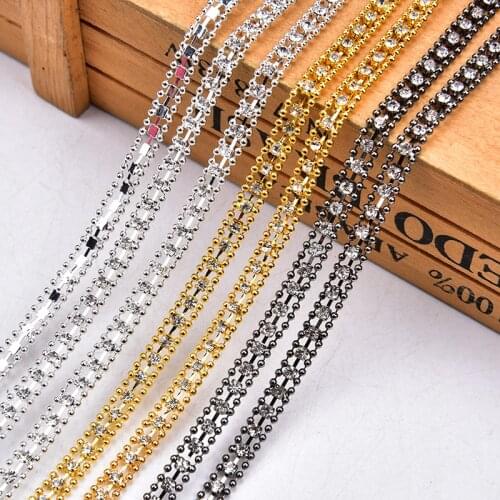 10yards(9.14m)Length rhinestone chain trim glass diamond strass crystal banding bridal applique for wedding