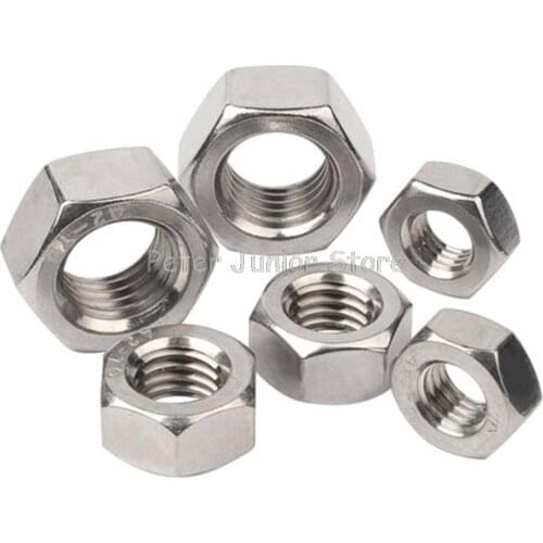50Pcs 304 Stainless Steel M2 M2.5 M3 M4 M5 M6 M8 Metric Thread Hex Nut Hexagon Nuts GMN