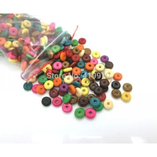 Free shipping-500pcs Mixed Color Round/ Circle/ Ring Wood Spacer Beads 10mm M00443