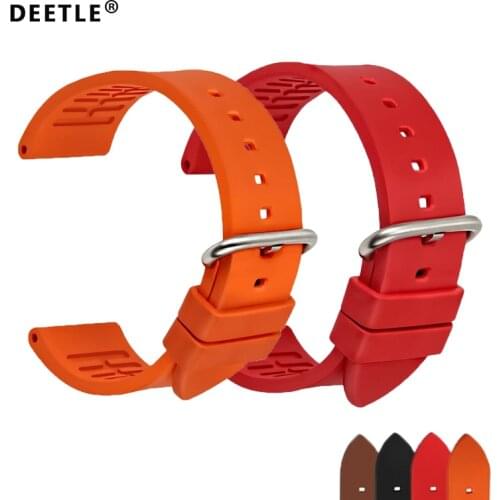 DEETLE 20mm 22mm 24mm fluororubber rubber watchbands orange sports smart watch band strap watch accessories bracelet belt