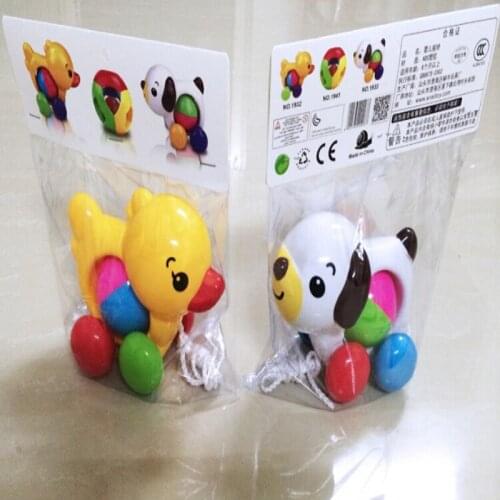 Toddler Baby Toys Traditional Pull Along Duck Dog Plastic Toys For Children Sounds Toy Newbrons Baby Learn Walk Toy Rattles