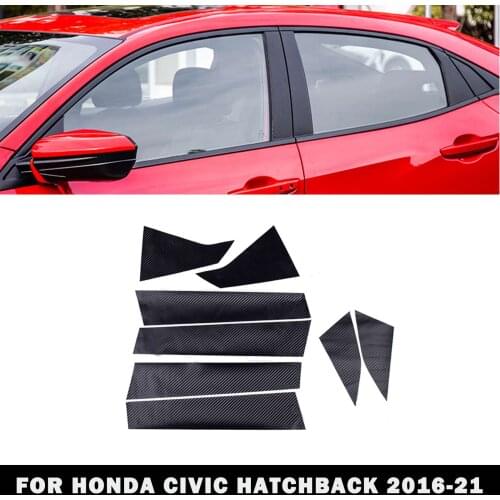 For Honda Civic Hatchback 2016-2021 Car Window Center Pillar Sticker Trim External Decoration Film Car Accessories