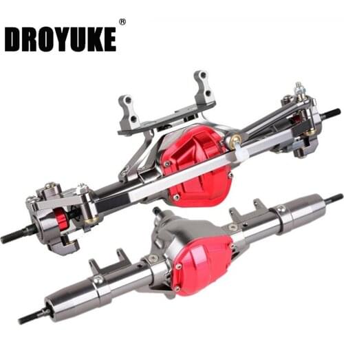 Droyuke 1/10 Rc Car Complete Alloy CNC Metal Front And Rear Axle With Arm CNC Machined For 1:10 Rc Crawler AXIAL SCX10 RC4WD